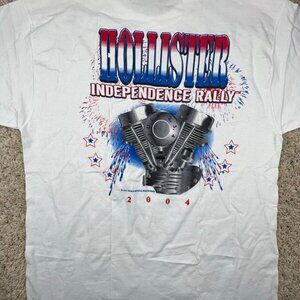 Vintage Biker Hollister Independence Rally 2004 T Shirt White Size XL Cotton